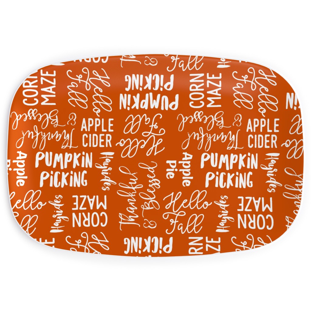 Favorite Things of Fall - Fall Words on Cider Serving Platter, Orange