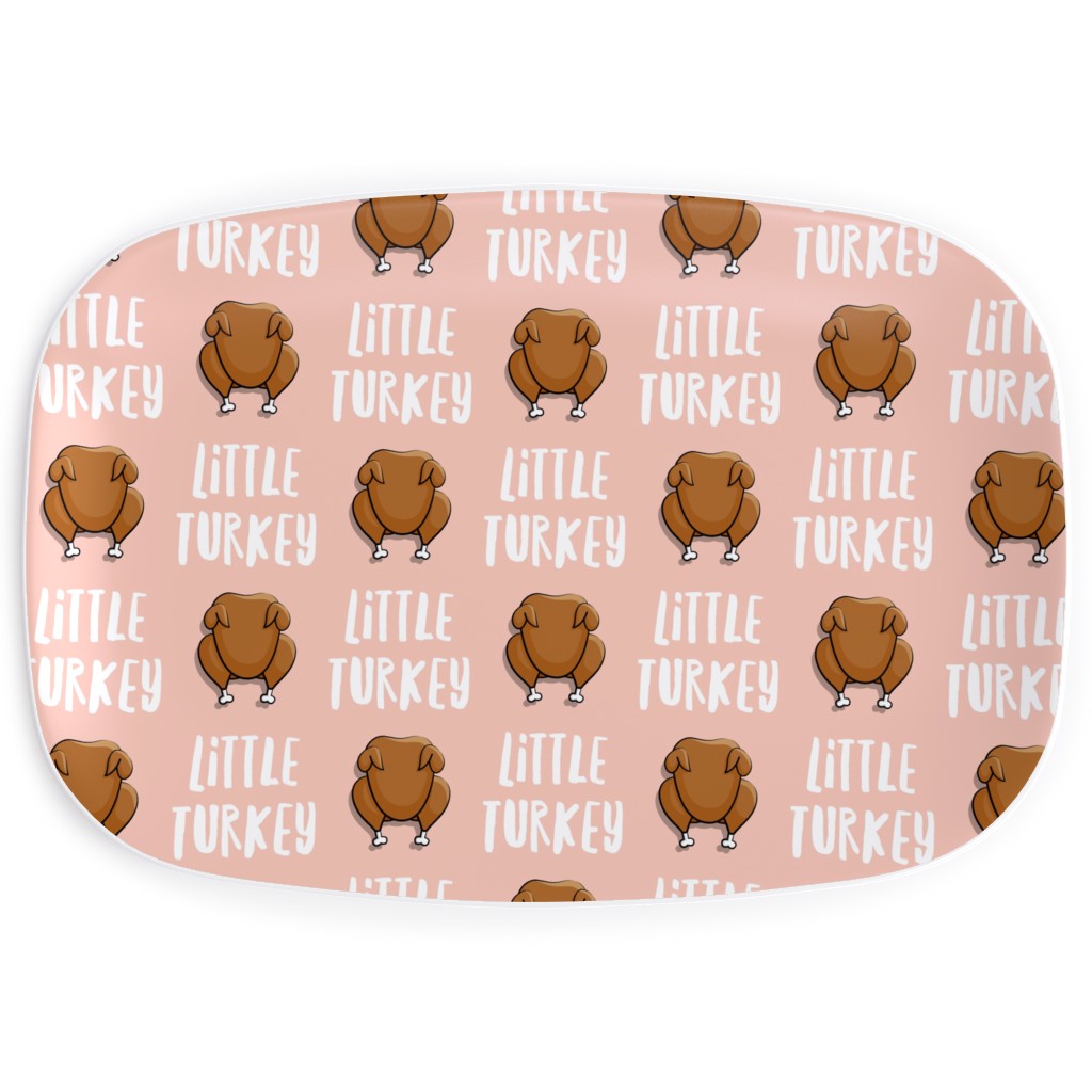 Little Turkey Thanksgiving Serving Platter, Pink