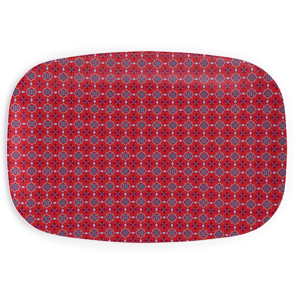 Oriental Ornament - Red Serving Platter, Red