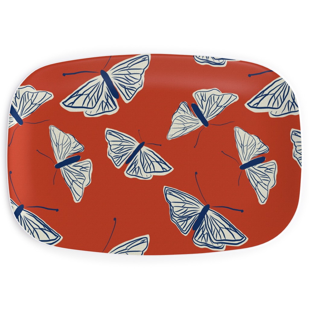 Moths - Rust Serving Platter, Red, Red