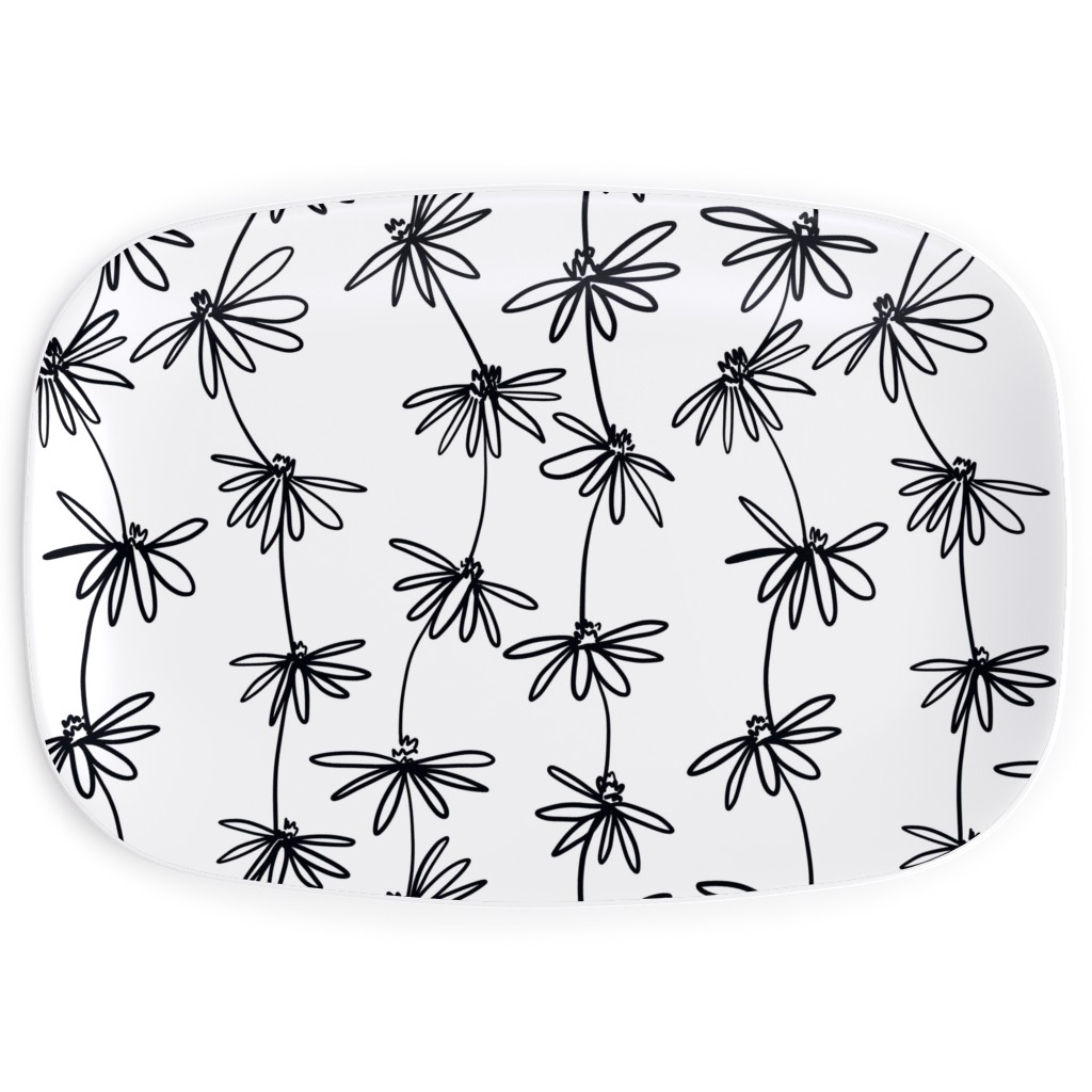 Daisy Chain - Black and White Serving Platter, White, White