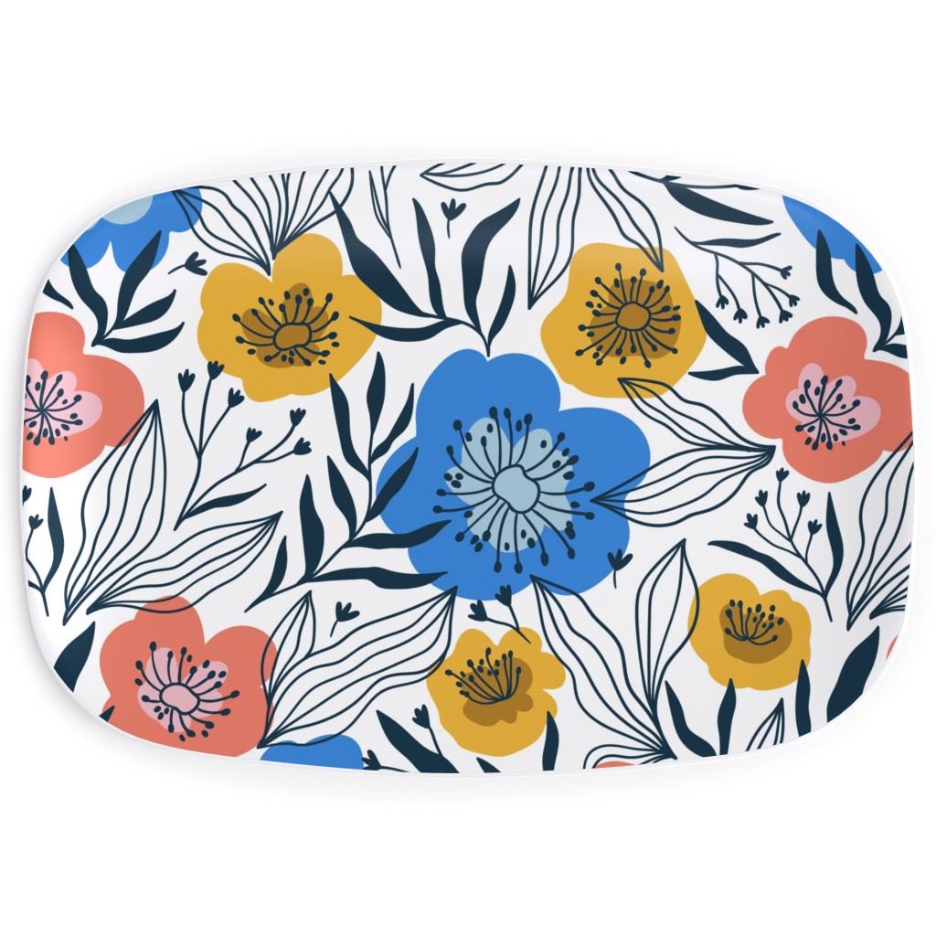 Colorful Flowers - Multi Serving Platter, Multicolor