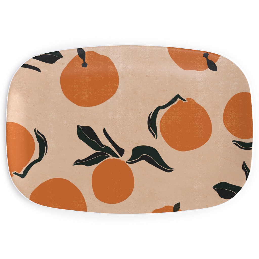 Mid-Century Clementines - Sandy Beige Serving Platter, Orange