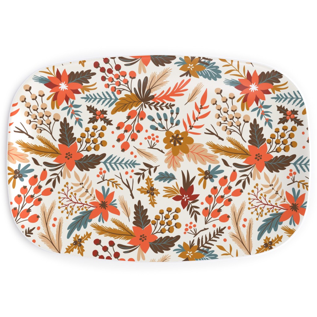 Christmas Flowers - Multi Serving Platter, Multicolor