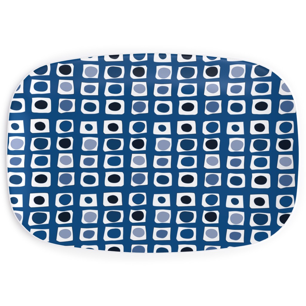 Little White Rectangles - Classic Blue Serving Platter, Blue, True Blue