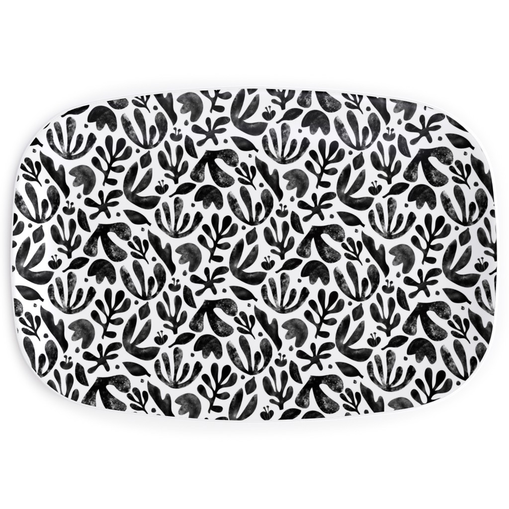 Flower Cutouts - Neutral Serving Platter, Black, Black