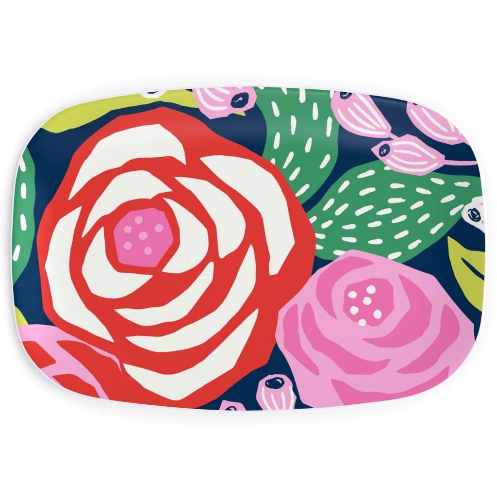 Colorful Papercut Roses Serving Platter, Pink