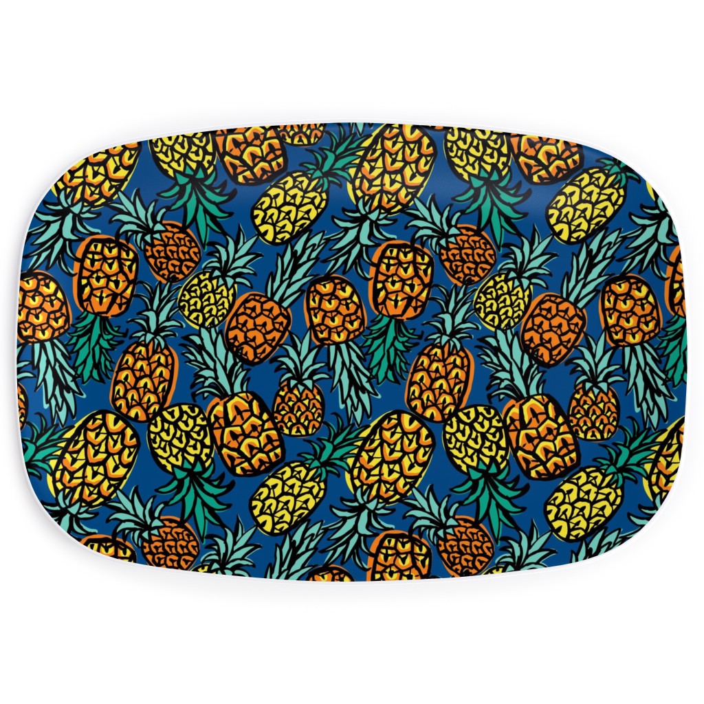 Tropical Pineapple - Blue Serving Platter, Blue