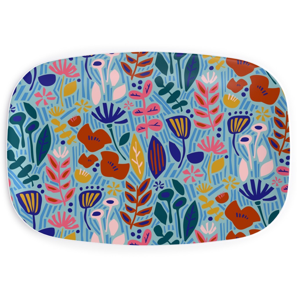 Paper Cut Floral Garden Serving Platter, Multicolor