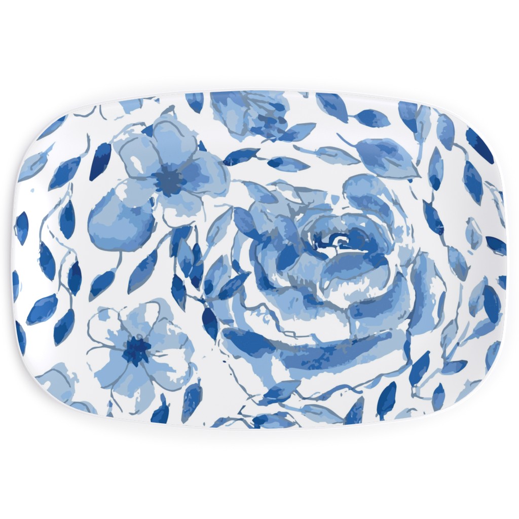 the Flow of the Garden - Blue Serving Platter, Blue, True Blue