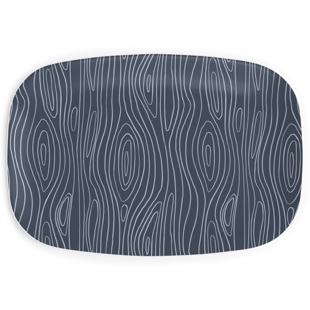 Wood Grain Serving Platter, Blue, Gray