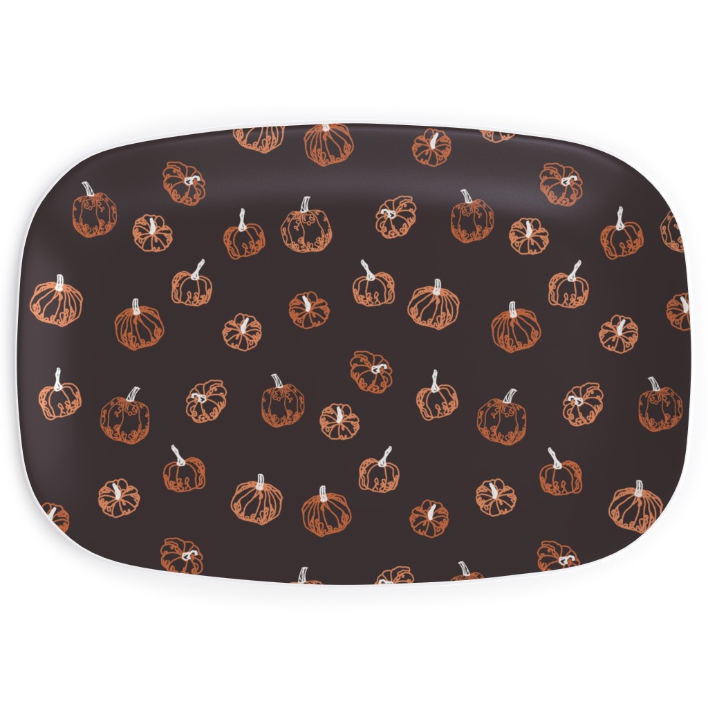 Pumpkins Serving Platter, Brown, Brown
