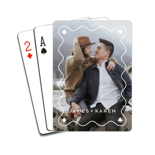 Minimalist Wavy Border Playing Cards, White