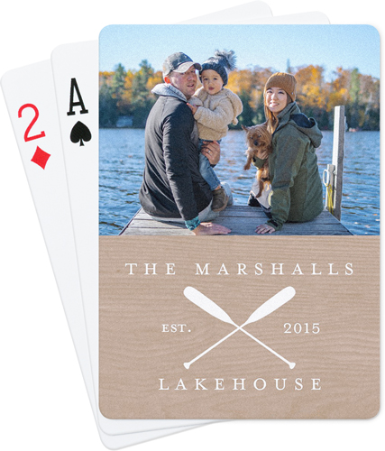Rustic Lakehouse Playing Cards, Brown, alpaca