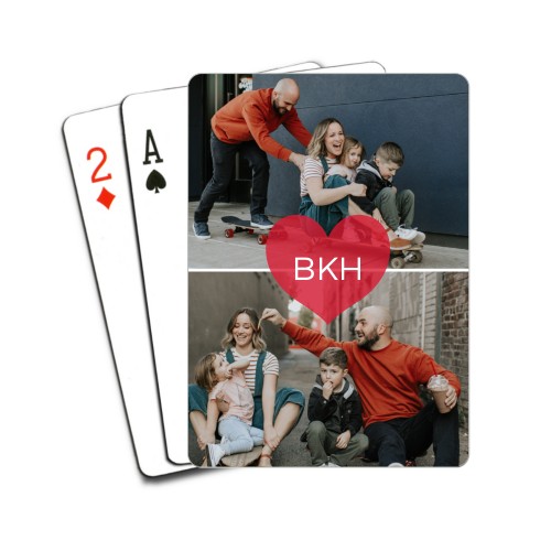 Heart Monogram Center Playing Cards, Red