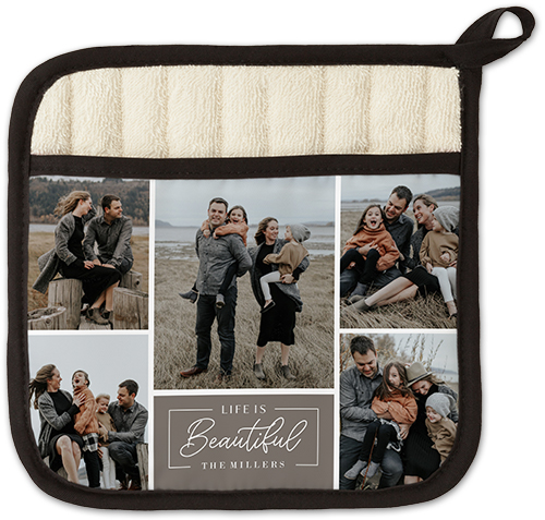Life Is Beautiful Frame Pot Holder, Gray, ash