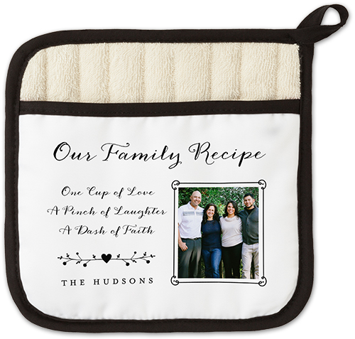 Family Recipe Pot Holder, White