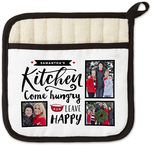 Happy Kitchen Pot Holder, White