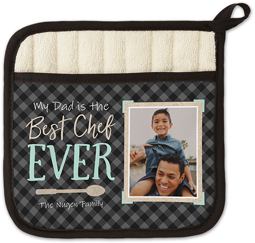 Best Chef Ever Plaid Pot Holder, Green