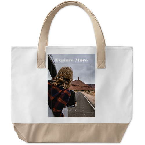 Explore More Large Tote, Beige, Photo Personalization, Large Tote, White, white