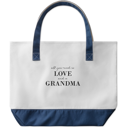 All You Need Is Grandma Large Tote, Navy, Photo Personalization, Large Tote, Multicolor