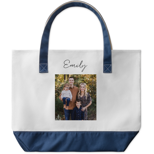 Gallery of One Large Tote, Navy, Photo Personalization, Large Tote, Multicolor