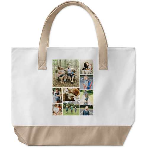 Gallery of Nine Large Tote, Beige, Photo Personalization, Large Tote, Multicolor