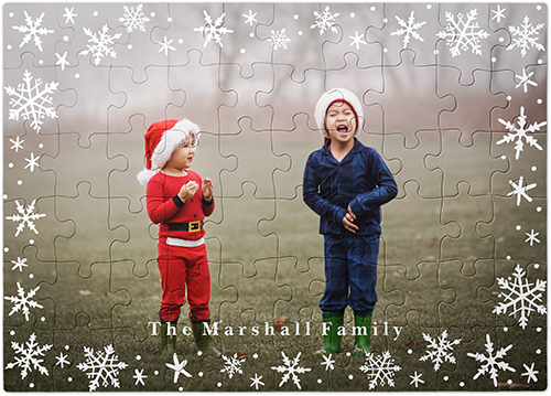 Snowflake Border Puzzle, Puzzle Board, 60 pieces, Rectangle, Puzzle, White, white