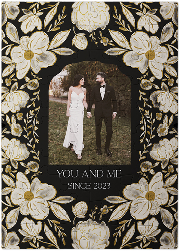 Dark Floral Frame Puzzle, Puzzle Board, 60 pieces, Rectangle, Puzzle, Black, black