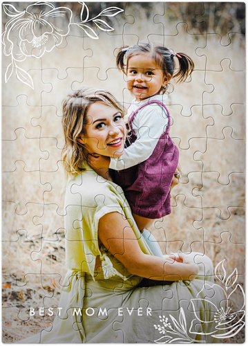 Floral Corners Puzzle, Puzzle Board, 60 pieces, Rectangle, Puzzle, White, white