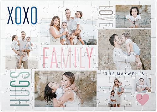 Watercolor Family Love Hugs Puzzle, Puzzle Board, 60 pieces, Rectangle Ornament, Puzzle, Beige