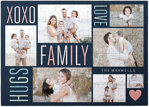 Watercolor Family Love Hugs Puzzle, Puzzle Board, 60 pieces, Rectangle Ornament, Puzzle, Black