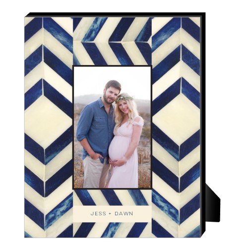 Blue Chevron Bone Personalized Frame, - Photo insert, 8x10, Blue