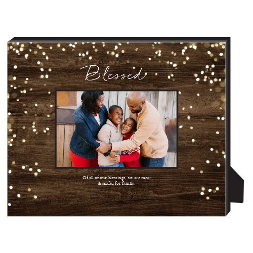 Blessed Rustic Lights Personalized Frame, - No photo insert, 8x10, Brown