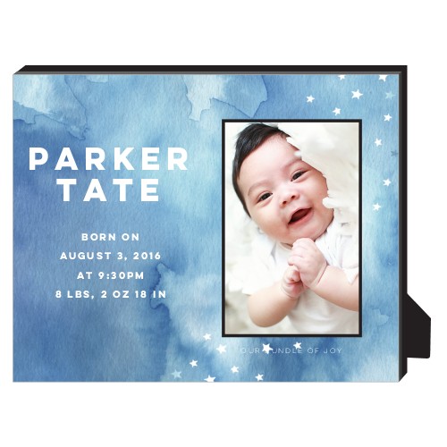 Watercolor Stars Personalized Frame, - Photo insert, 8x10, Blue