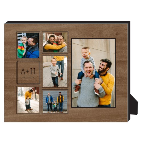 Rustic Initials Pictogram Personalized Frame, - No photo insert, 8x10, Brown