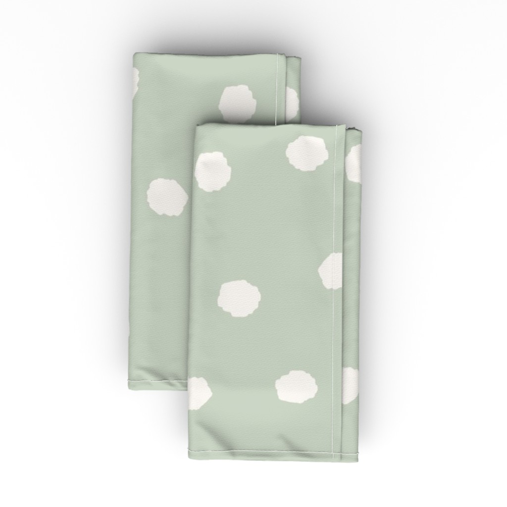 Polka Dots - Mint Green Cloth Napkin, Longleaf Sateen Grand, Green