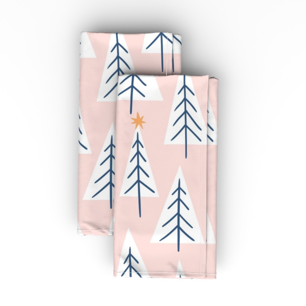 Christmas Tree Forest - Pink Cloth Napkin, Longleaf Sateen Grand, Pink