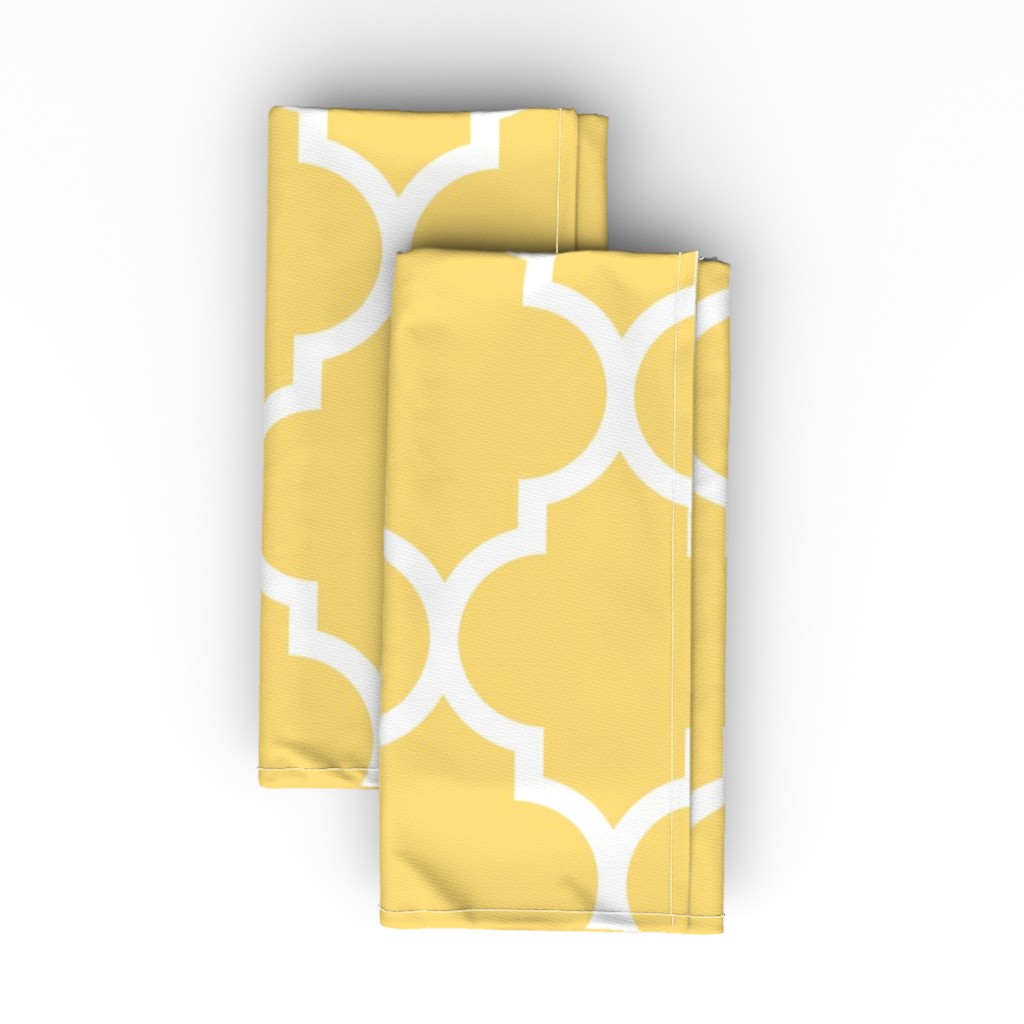 Moroccan Quatrefoil Lattice - Yellow Cloth Napkin, Longleaf Sateen Grand, Yellow