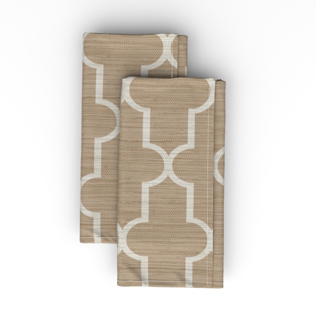 Textured Moroccan Quatrefoil Cloth Napkin, Longleaf Sateen Grand, Brown