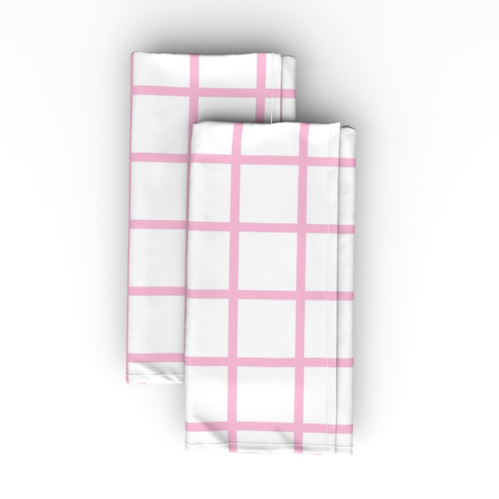 Grid - Pink and White Cloth Napkin, Longleaf Sateen Grand, Pink