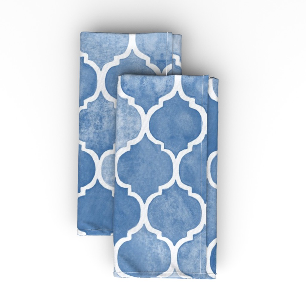 Textured Moroccan Tiles - Blue Cloth Napkin, Longleaf Sateen Grand, Blue