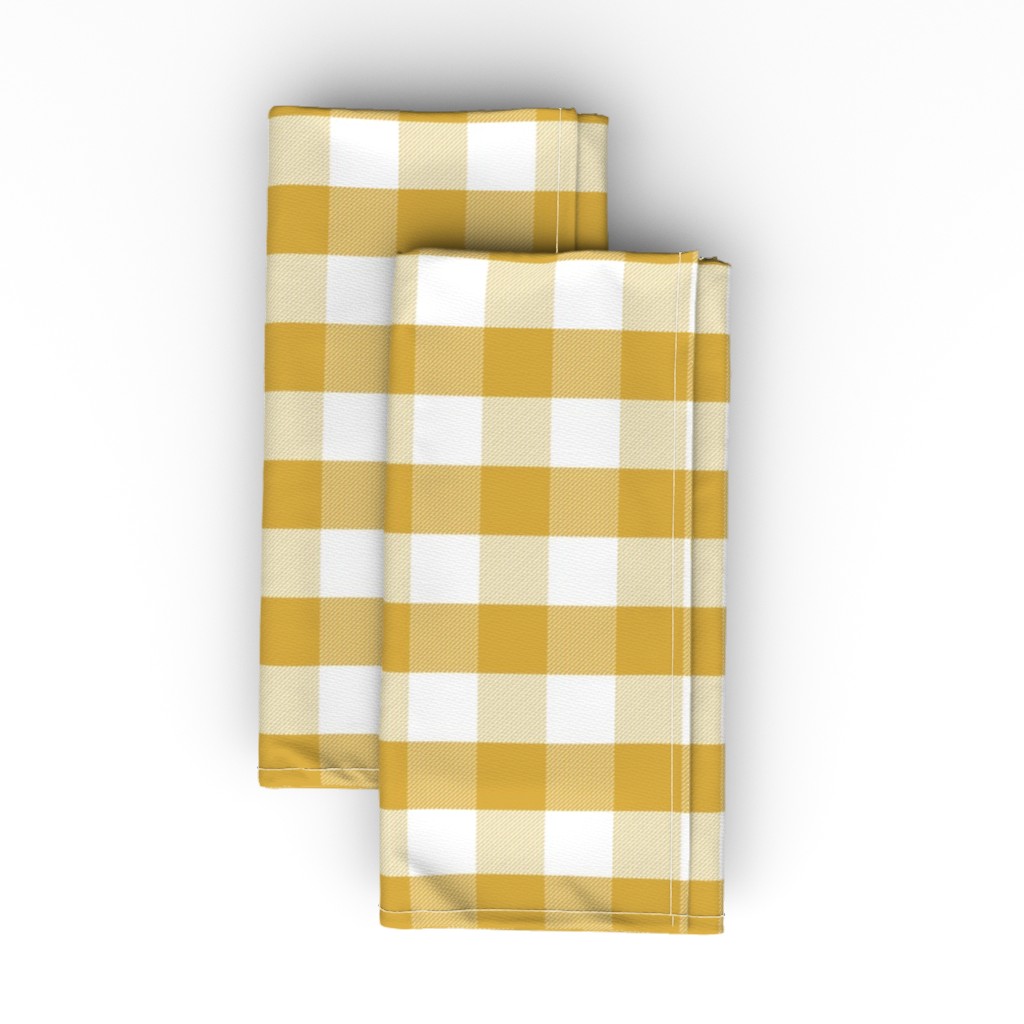 Gingham Check Tartan - Yellow Cloth Napkin, Longleaf Sateen Grand, Yellow