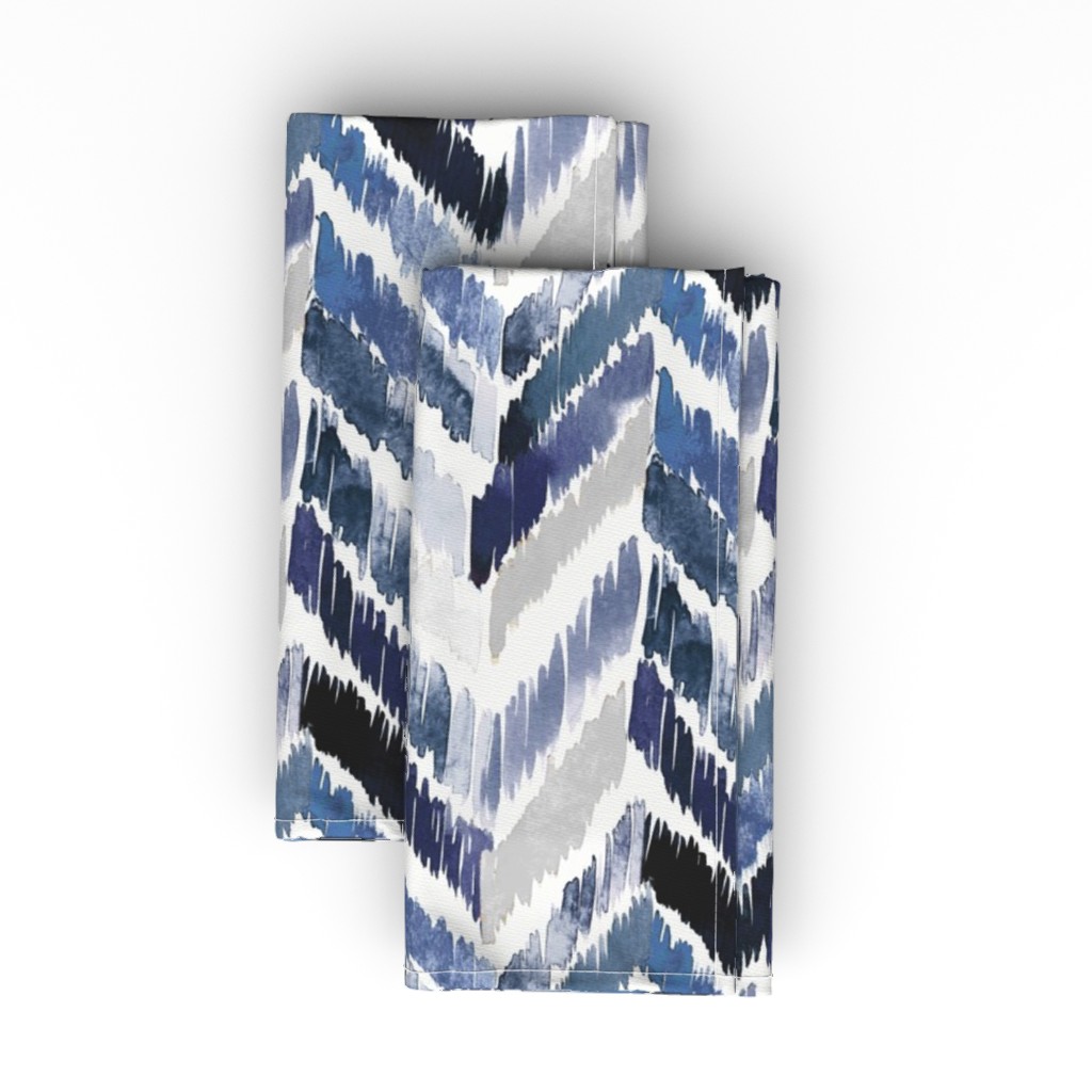 Tropical Ikat - Indigo Cloth Napkin, Longleaf Sateen Grand, Blue
