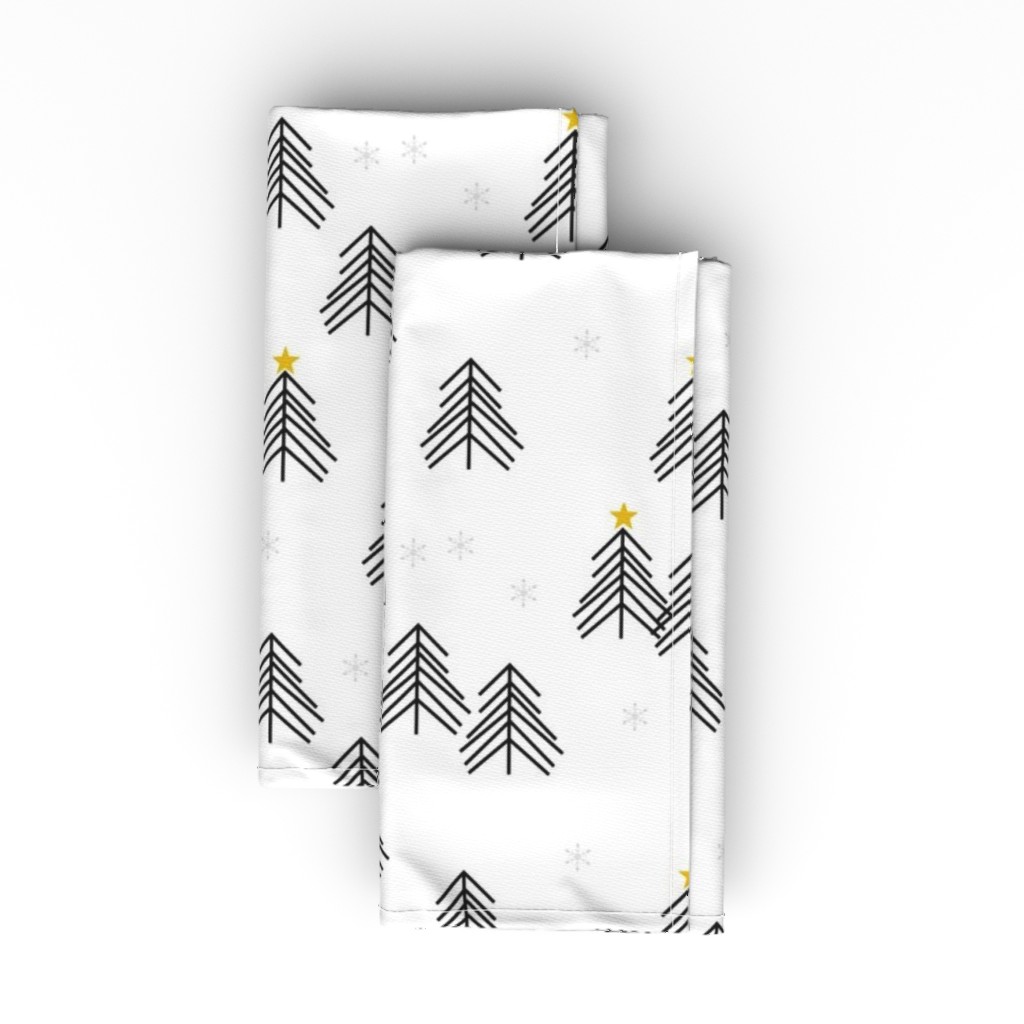 Scandi Winter Forest Christmas Tree Cloth Napkin, Longleaf Sateen Grand, White