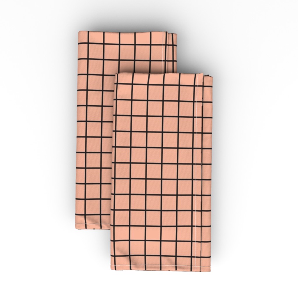 Square Grid Cloth Napkin, Longleaf Sateen Grand, Pink