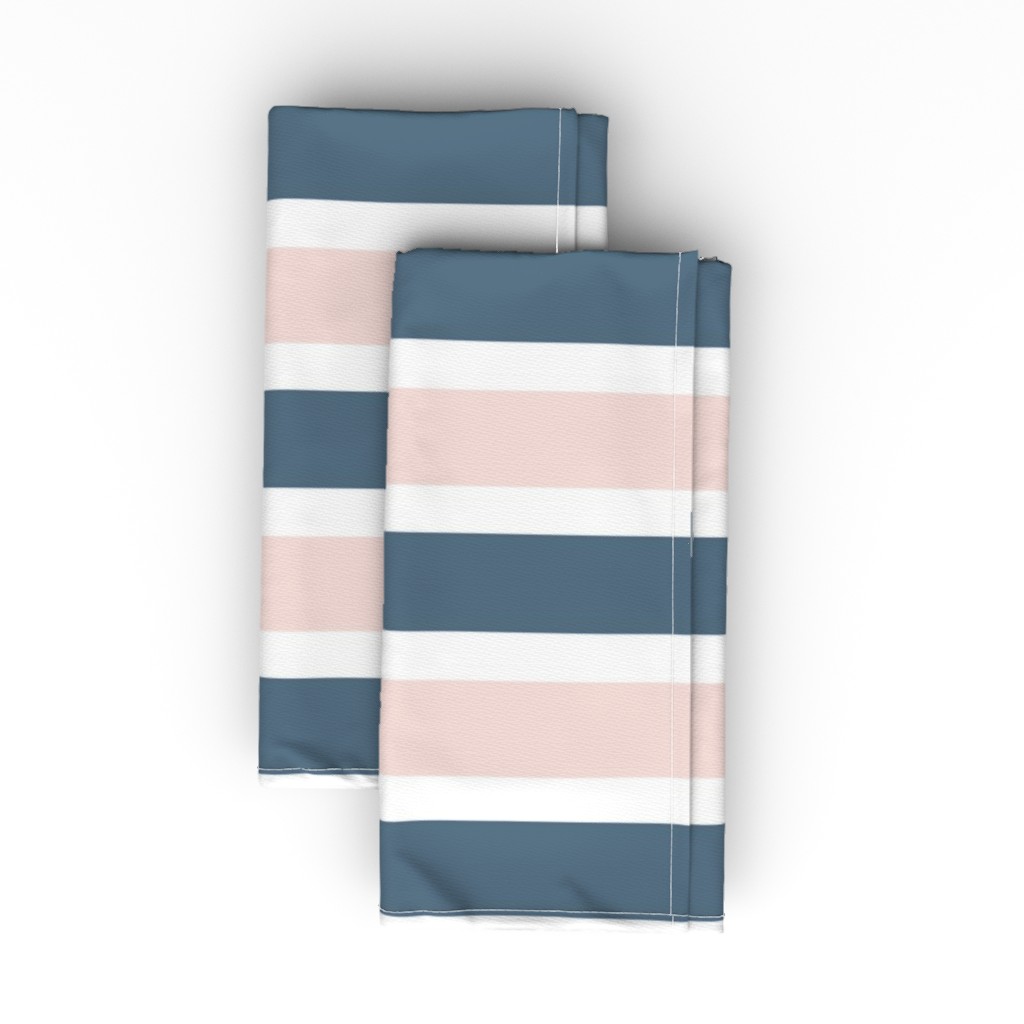 Blush and Blue Stripe Cloth Napkin, Longleaf Sateen Grand, Multicolor