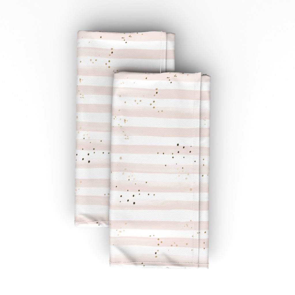 Watercolor Stripe and Dots - Pink Cloth Napkin, Longleaf Sateen Grand, Pink