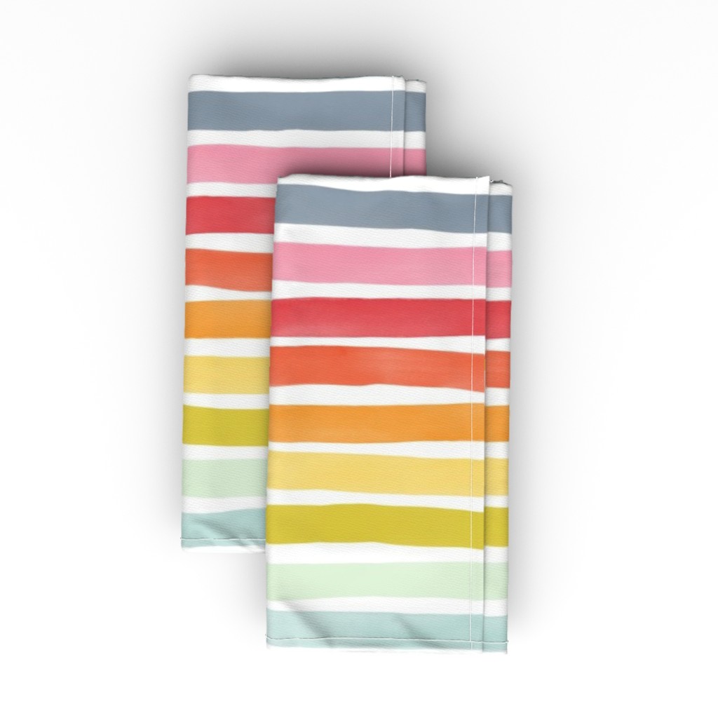Imperfect Watercolor Stripes Cloth Napkin, Longleaf Sateen Grand, Multicolor