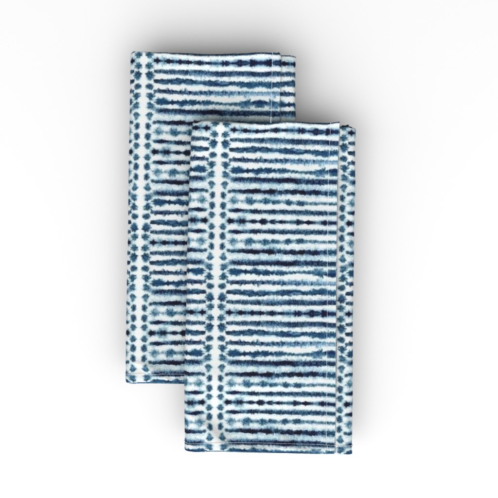 Shibori Stripe - Blue Cloth Napkin, Longleaf Sateen Grand, Blue
